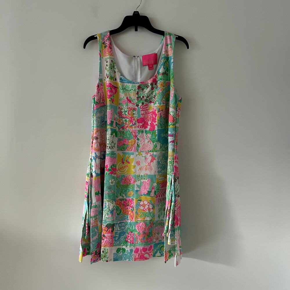 Lilly Pulitzer Sammi Pop Up Lilly State Of Mind Ponte Shift Dress Romper Size 6
